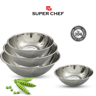 Thau Inox 304 Dày Super Chef Cao Cấp Không Gỉ Sét, Sáng Bóng Bền SC_MB32