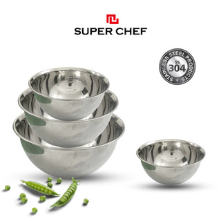 Thau Inox, Chậu Inox Dày Thành Cao Đo Thể Tích Super Chef Siêu Bền, Tiện Lợi