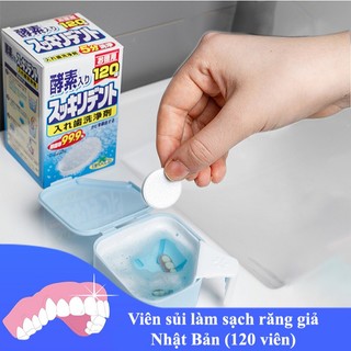 Hộp 120 viên vệ sinh hàm răng giả, khay niềng răng Nhật Bản
