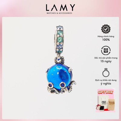 Charm bạc LAMY Bạch tuộc xanh Murano Glass Cute Octopus 1195