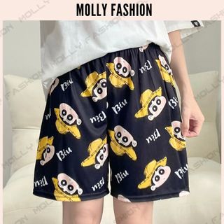 Quần Short hoạt hình SHIINBIIU  Unisex dành cho nam nữ mặc nhà 38-65kg Molly Fashion