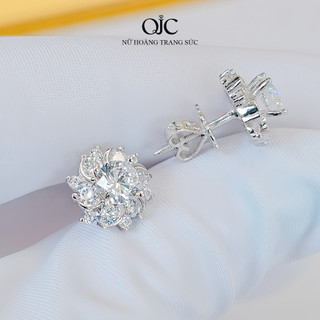 Bông tai nữ bạc S925 đính đá Cubic Zirconia QJC cao cấp chống chầy xước lấp lánh hiện đại sang trọng tinh tế - BB632XI