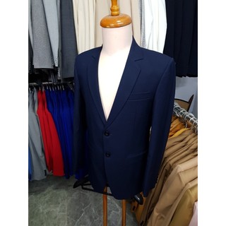 Bộ vest nam màu xanh navy mềm mịn kiểu 2 nút ( áo + quần + cà vạt + kẹp)