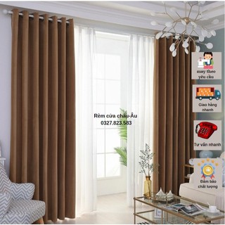 Rèm vải màu nâu Tây 💥 CAO CẤP 💥 Rèm vải trơn không hoạ tiết,chống nắng cản nhiệt 97%, rèm phòng khách, phòng ngủ
