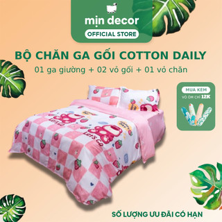 Bộ Chăn Ga Gối Cotton 3D Mịn Decor Bo Chun 10cm, Drap Giường Vỏ Chăn Không Kèm Ruột - Hoạ Tiết Dễ Thương