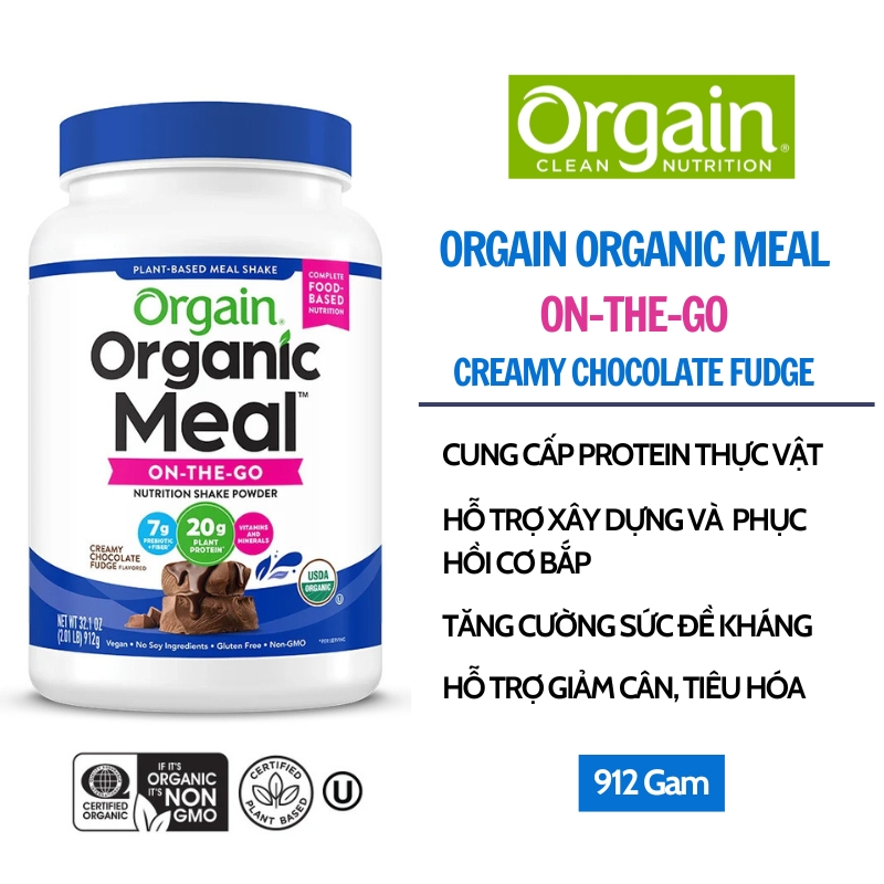 Orgain Organic Meal Powder bột đạm thực vật hữu cơ giúp xây dựng cơ bắp, giảm mỡ cải thiện vóc dáng 912g