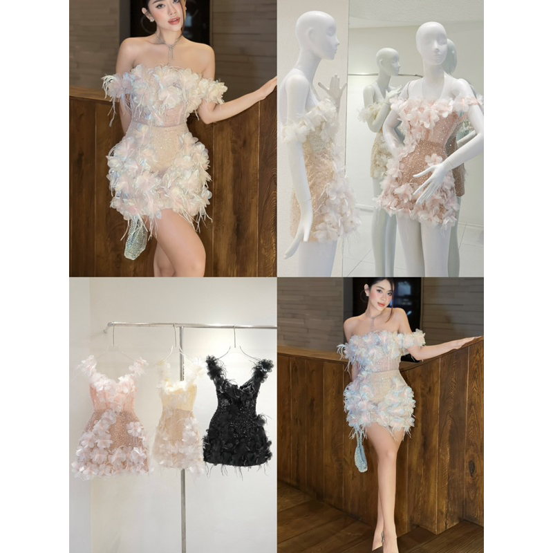 [MMUSE STORE] VIDEO - Đầm tiệc trễ vai lưới đá đính hoa sang trọng - best seller Mmuse Store