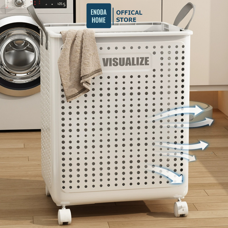 Giỏ Đựng Quần Áo Bẩn ENODA HOME, Giỏ Nhựa Đựng Đồ Có Bánh Xe, Quai Da Chắc Chắn, Có Thể Gấp Gọn Q046 | BigBuy360 - bigbuy360.vn