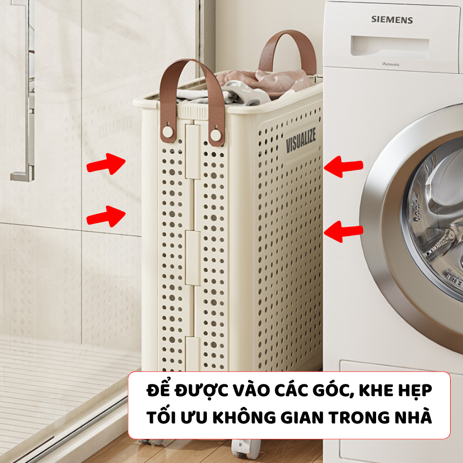 Giỏ Đựng Quần Áo Bẩn ENODA HOME, Giỏ Nhựa Đựng Đồ Có Bánh Xe, Quai Da Chắc Chắn, Có Thể Gấp Gọn Q046 | BigBuy360 - bigbuy360.vn