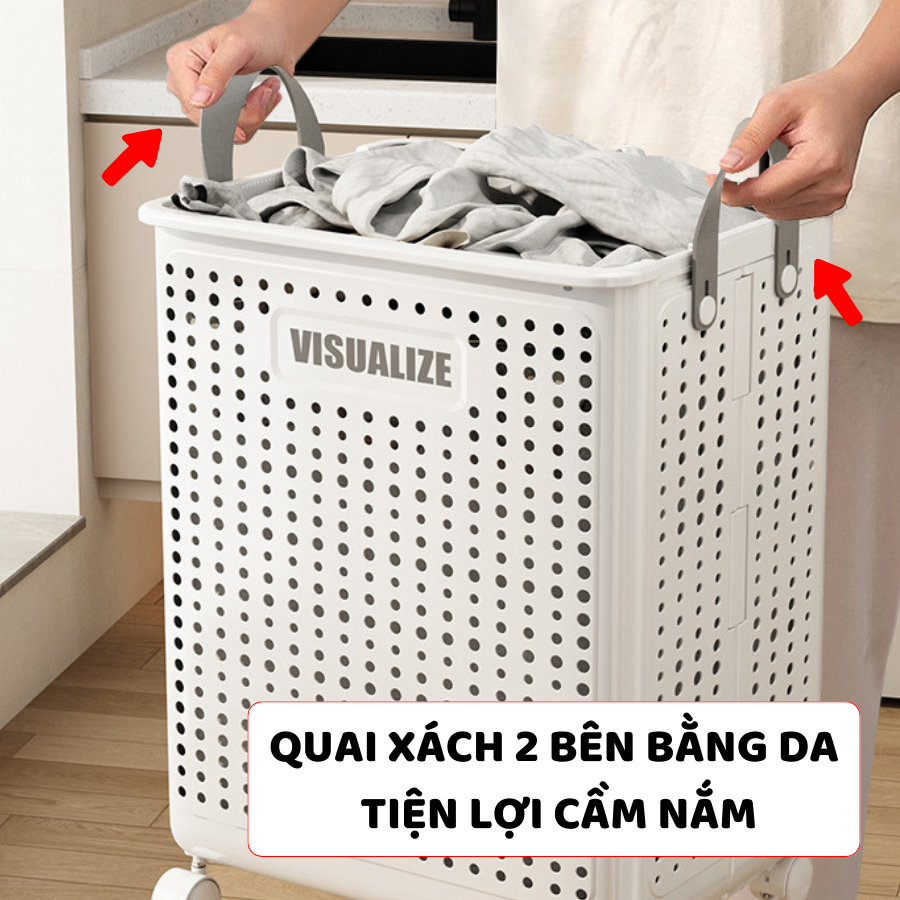 Giỏ Đựng Quần Áo Bẩn ENODA HOME, Giỏ Nhựa Đựng Đồ Có Bánh Xe, Quai Da Chắc Chắn, Có Thể Gấp Gọn Q046 | BigBuy360 - bigbuy360.vn