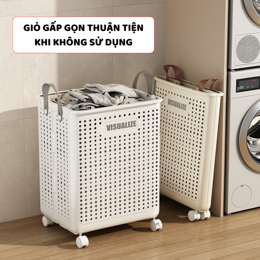 Giỏ Đựng Quần Áo Bẩn ENODA HOME, Giỏ Nhựa Đựng Đồ Có Bánh Xe, Quai Da Chắc Chắn, Có Thể Gấp Gọn Q046 | BigBuy360 - bigbuy360.vn