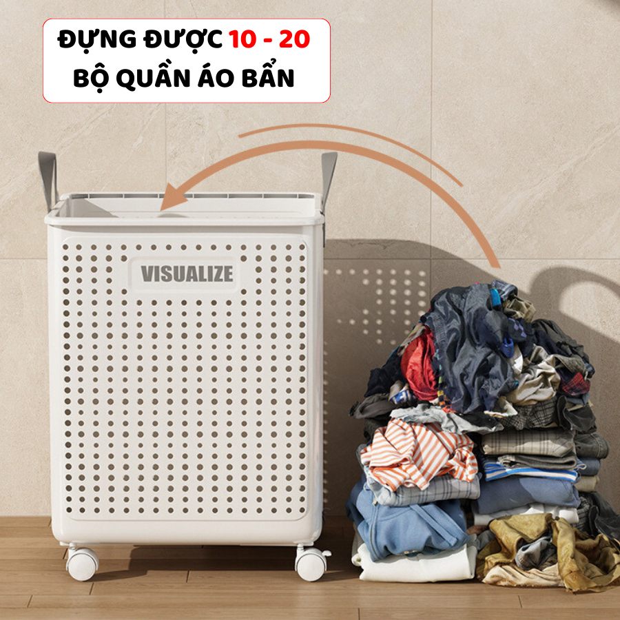Giỏ Đựng Quần Áo Bẩn ENODA HOME, Giỏ Nhựa Đựng Đồ Có Bánh Xe, Quai Da Chắc Chắn, Có Thể Gấp Gọn Q046 | BigBuy360 - bigbuy360.vn