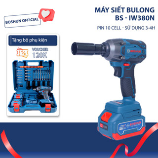 Máy Siết Bulong Boshun Tặng Bộ Phụ Kiện 26 Chi Tiết, 21v, Đầu 2 Trong 1, Lực Siết 380nm, Bs-Iw380N