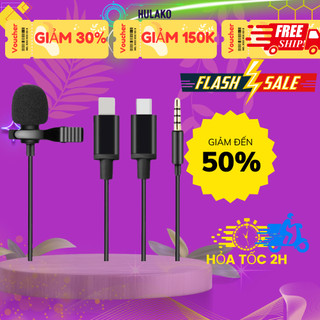 Mic Cài Áo Dây -Thu âm, Lọc Âm, Tiếng Ồn Chuẩn, Chân Ligthning, Type-C, Jack 3.5 - Chính Hãng HULAKO