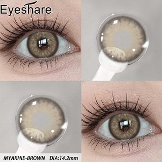 Lens cận 0.0~- 6.00 độ 1 cặp kính áp tròng màu nâu kích thước là 14,2mm kính áp tròng cận loạn