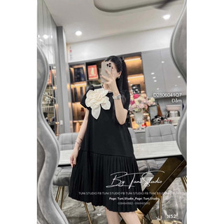 Đầm suông tay ngắn ngực đính hoa to sang trọng VIENS STORE