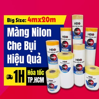 Nilon che bụi, băng keo nilong che sơn, màng nilong che nội thất loại siêu bự 4mx20m, 3mx20m, nilong siêu dai, khó rách
