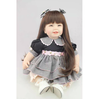  Búp Bê Thân bông Mắt tít sống động đẹp tươi 55 cm = 22 inch Reborn Silicon Vinyl Doll 