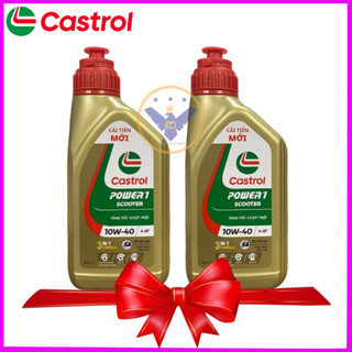 COMBO 2 chai Dầu nhớt xe máy tay ga cao cấp tổng hợp Castrol Power 1 Scooter 10W40 lon 800ml