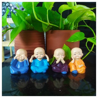  Bộ tượng tứ không 4 chú tiểu trang trí xe hơi tiểu cảnh phong thủy trang trí bàn làm việc 