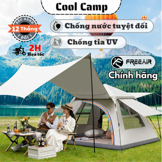 Lều Dã Ngoại Tự Bung Chính Hãng FREEAIR Vải Chống Nước Cao Cấp, Lều Cắm Trại 5-8 Người Chống Tia Uv