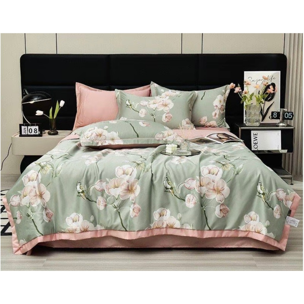 Chăn ga gối lụa thái 4 món nhập khẩu ZingZingMart - chăn hè 2mx2m2 cao cấp