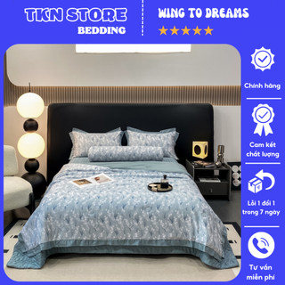Bộ 5 món chăn ga gối Cotton Lụa Mark Jacob chất liệu óng mịn mềm mại ,Chăn ga trần bông hè microgel dày dặn mẫu mới 2024