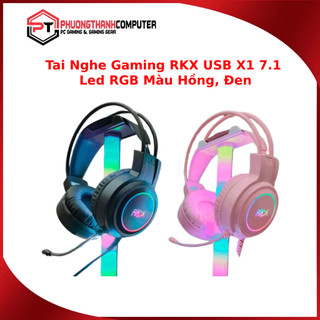 Tai nghe gaming rkx usb x1 7.1 led rgb màu hồng, đen