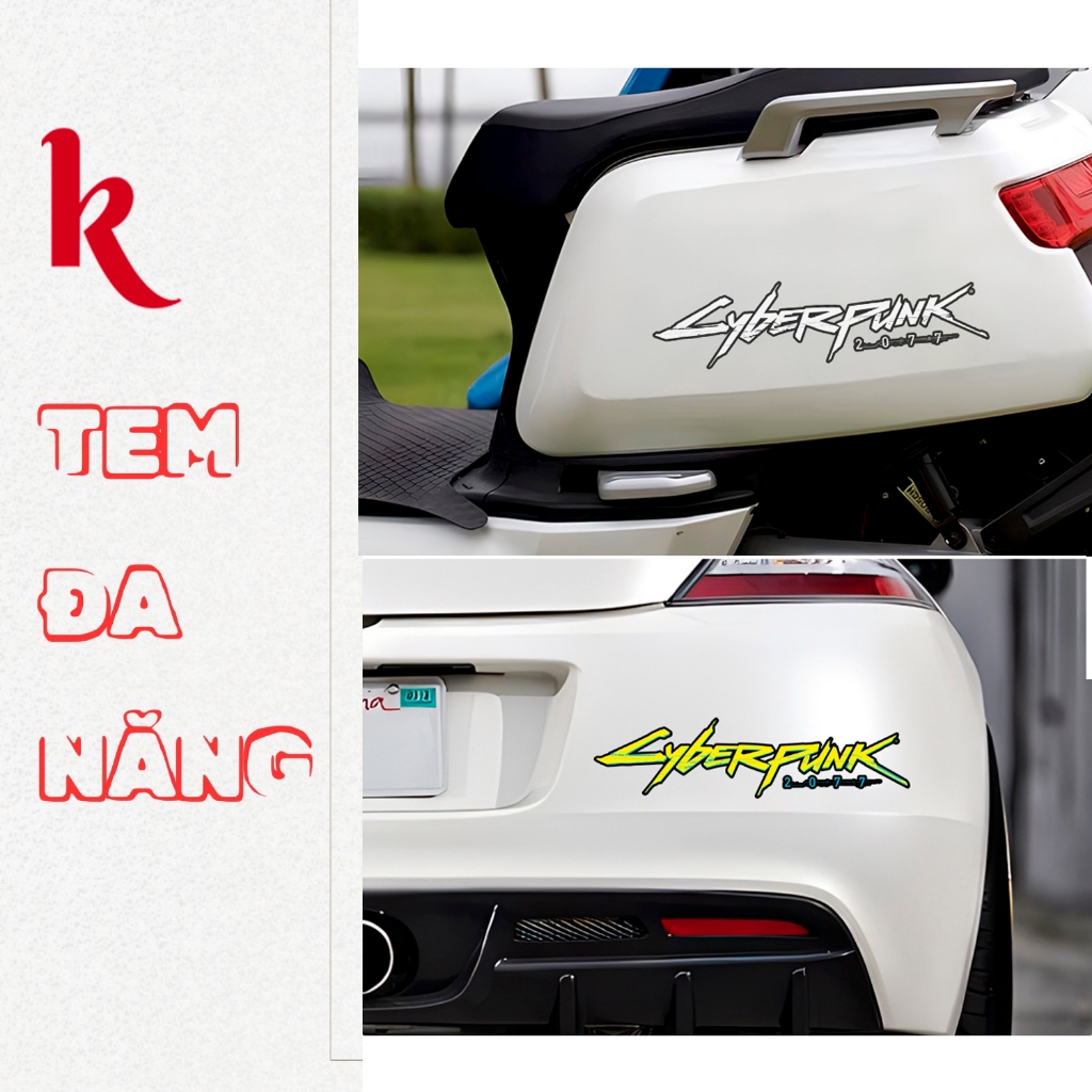 Decal tem dán xe Honda Cyberpunk sticker đa năng trang trí ô tô, xe máy, mũ bảo hiểm, điện thoại, laptop