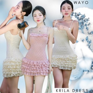 [Krila Dress] Đầm WAYO thiết kế 2 dây body nhún phối bèo tầng đi biển xinh đẹp