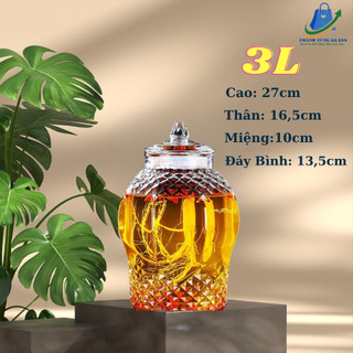 BÌNH NGÂM RƯỢU THỦY TINH KIM CƯƠNG 3 LÍT ( DUNG TÍCH THỰC 2,5L )