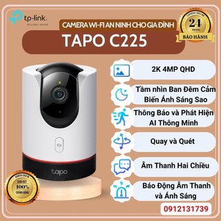 Camera wifi ai tp-link tapo c225 an ninh gia đình độ phân giải 2k, quay/quét 360 độ, hàng chính hãng