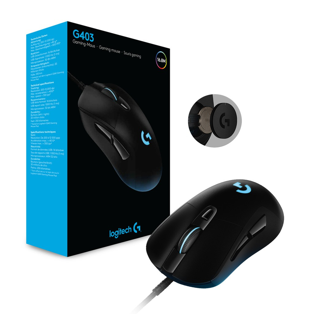 Chuột game có dây Logitech G403 Hero RGB - cảm biến 25k, công thái học, nhẹ 87g Chính hãng Bảo hành 24 tháng | BigBuy360 - bigbuy360.vn