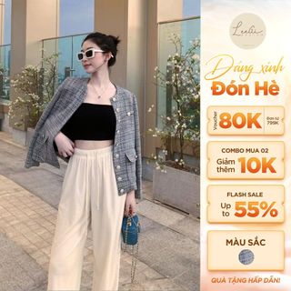 Áo vest dạ tweed LeeGi Design cổ tròn phối túi hộp ghi sang trọng Min6905