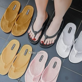 Dép kẹp nữ xỏ ngón massage chân (Chọn tăng 1 size) iDEP DL067, dép nhựa nữ giả cói đi trong nhà êm chân chống trượt