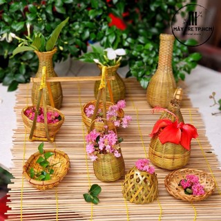 Giỏ tre - Giỏ cua, giỏ cá decor trang trí, làm giỏ cắm hoa cực đẹp, Mây tre đan mini trang trí decor chụp ảnh siêu đẹp