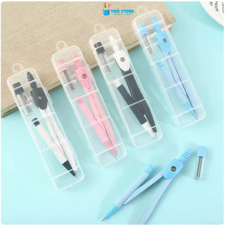 Bộ compa pastel học sinh, compa vẽ tranh nhiều màu, compa kèm ngòi chì, bộ compa vẽ kèm hộp đựng dùng cho học sinh