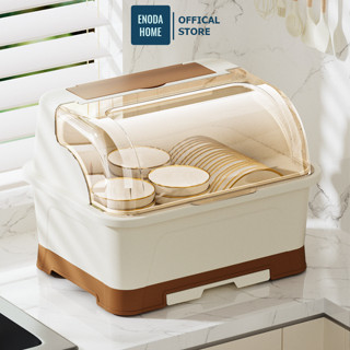Giá Úp Bát Đĩa Có Nắp Đậy, Kệ Úp Bát Đĩa Kèm Khay Thoát Nước, Hộp Đựng Bát Đũa GB005