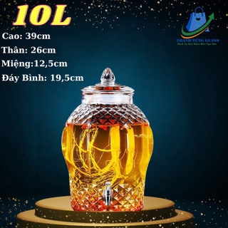 BÌNH NGÂM RƯỢU SÂM HỌA TIẾT KIM CƯƠNG 10 LÍT ( DUNG TÍCH THỰC 9L )