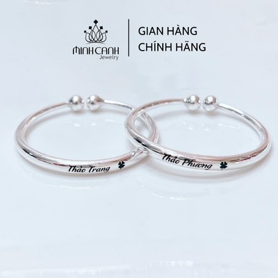 Vòng Bạc Tròn Trơn 2 Đầu Khắc Tên Cho Bé Công Nghệ Không Phai Mờ - Minh Canh Jewelry