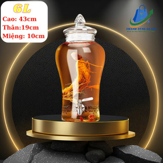 Bình thủy tinh 6 lít sâm chân mây ( DUNG TÍCH THỰC 5.2L )