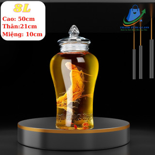 Bình thủy tinh 8 lít sâm chân mây ( DUNG TÍCH THỰC 7.5L )