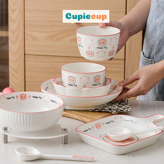 Set Bát Đĩa Thìa Gốm Sứ Cao Cấp, Bát Đĩa Decor, Làm Quà Tặng, Decor Siêu Xinh SET005Z