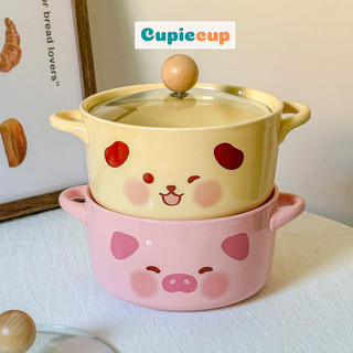 Nồi Sứ In Hình Cute, Bát Sứ Kèm Thìa Và Nắp Đậy Siêu Tiện Lợi NOI001