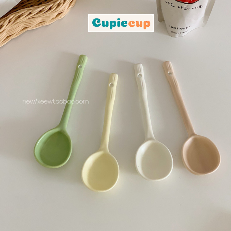  Thìa Sứ Tráng Men Muỗng sứ Ăn Cơm Màu Sắc Trang Nhã Phong Cách Hàn Quốc THIA001 