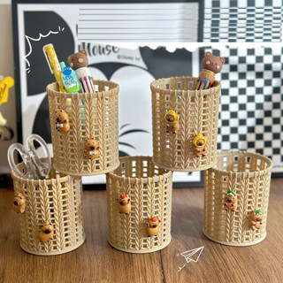 Ống đựng bút giỏ mây mini siêu cute mim store obmay18