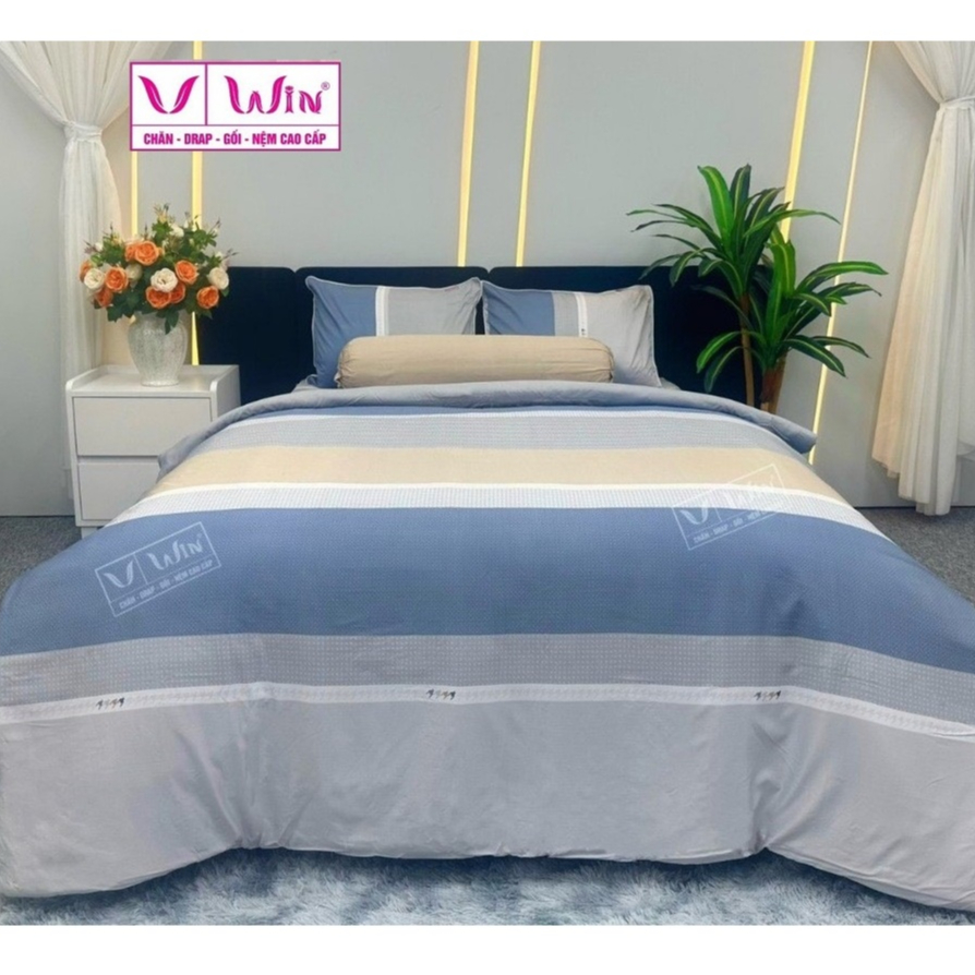 (RẺ NHẤT) Chính hãng THẮNG LỢI - Bộ Drap ga gối 5 món CÓ CHĂN Tencel lụa cao cấp Super Win DC01