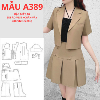 Rập giấy a0 set áo vest-chân váy a389