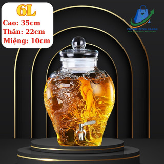 Bình ngâm rượu thuỷ tinh 6 lít Chum Rồng ( DUNG TÍCH THỰC 5.2L )