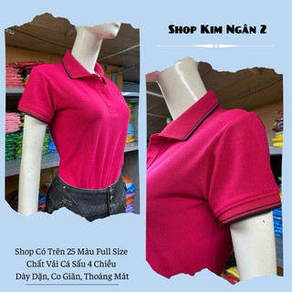 Áo Thun Polo Nữ Màu Hồng Sen Vải Cá Sấu Loại 1